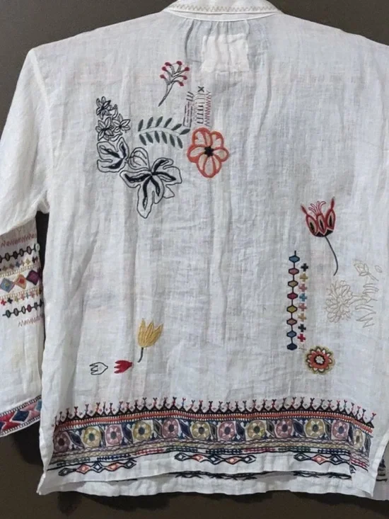 Johnny Was Biya heavily embroidered Sami blouse NWT RARE - Picture 7 of 12